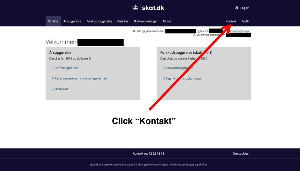 2. Click Kontakt
