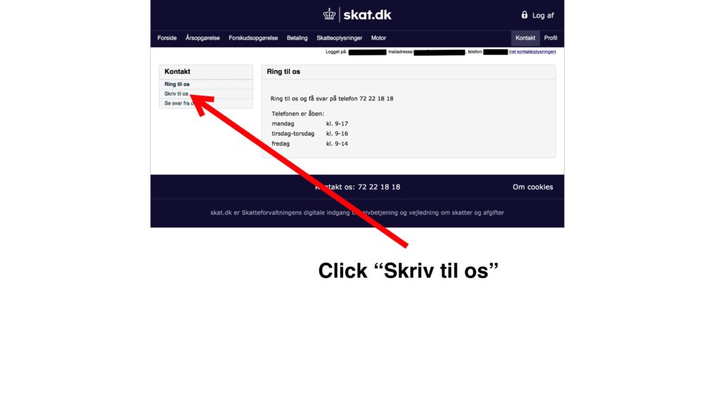 3. Click Skriv til os