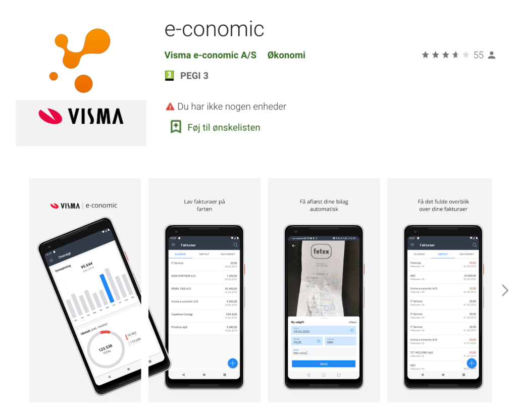 Download e-conomic app smartphone Google Play