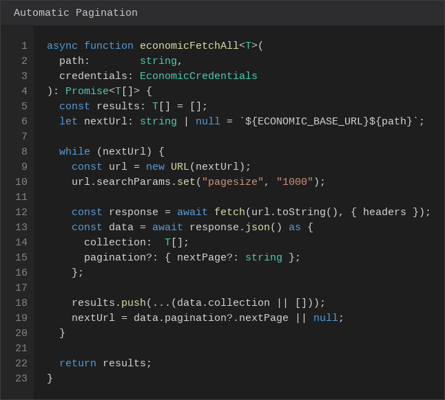Automatic pagination function following nextPage links